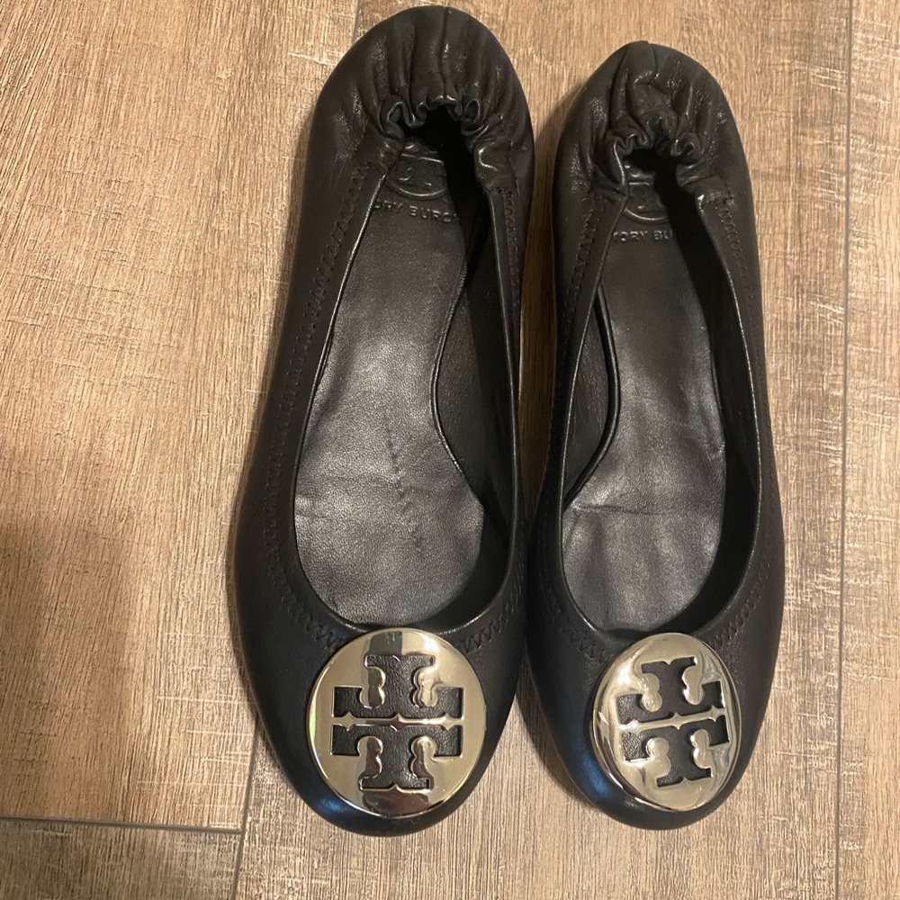Tory Burch Reva flats black and silver
